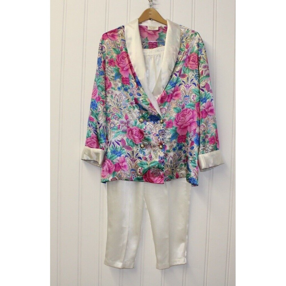 Victoria's Secret Vintage Gold Label Floral Nightshirt And Pants Set Size Medium